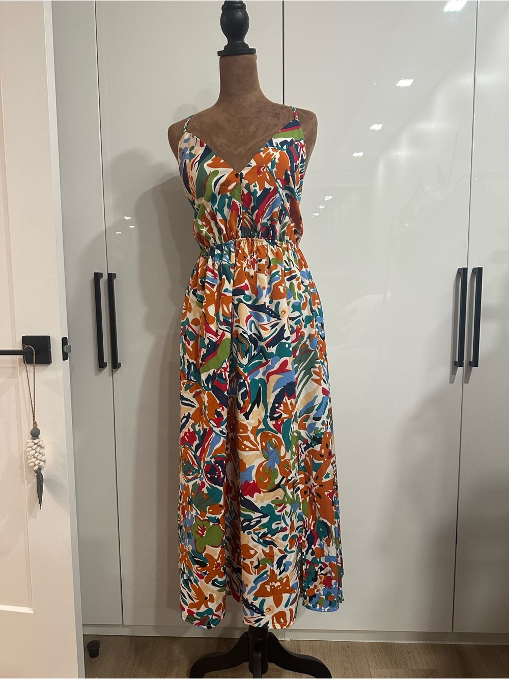 SHEIN Multicolor Abstract Spaghetti Strap Maxi Dress